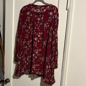 Mossimo Supply Co. Burgundy Floral Mini Dress size L